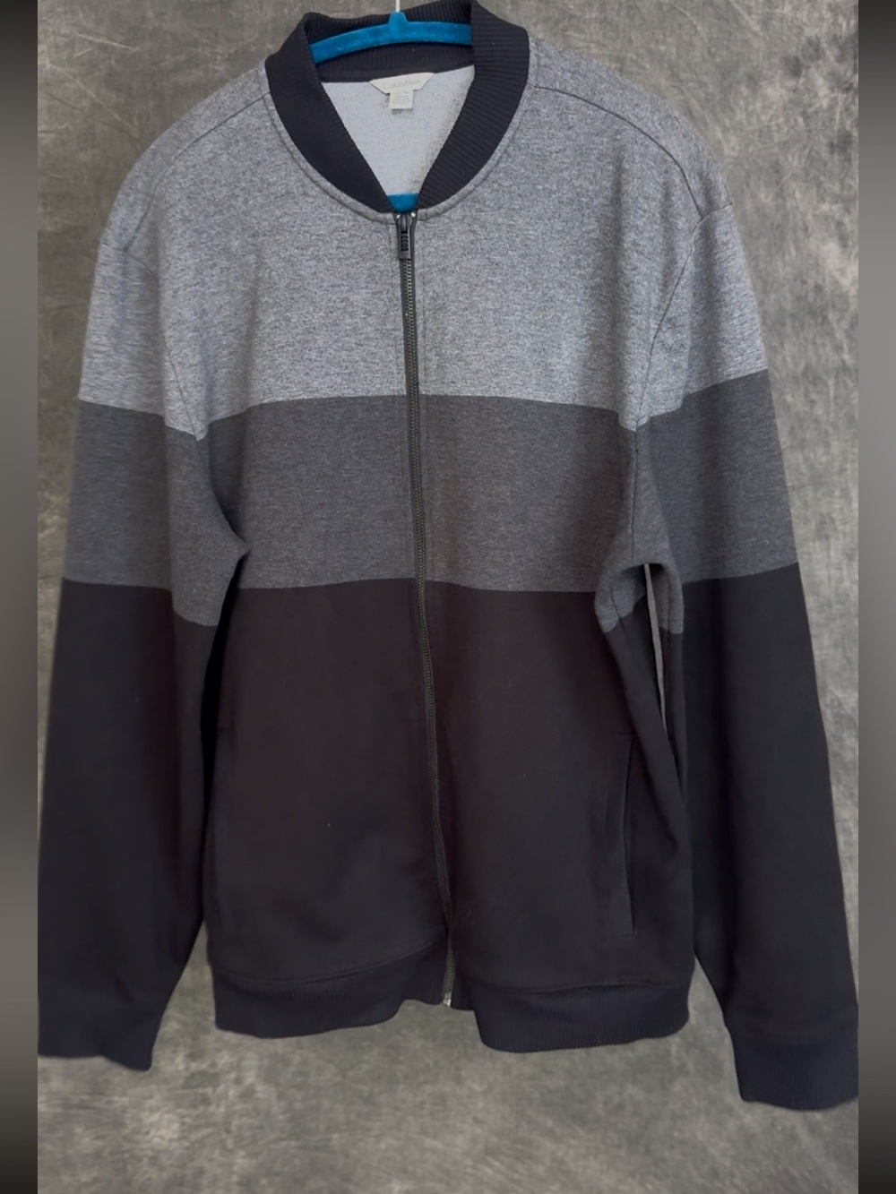 Calvin Klein Colorblock Bomber Jacket | Black Gray Zip Front | Men’s XL - Picture 3 of 5